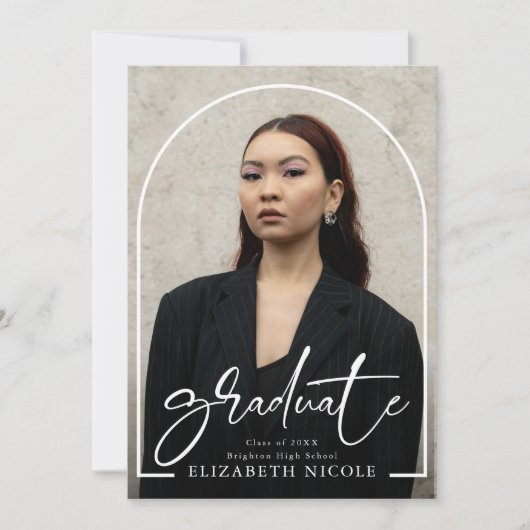 Invitation Diplôme d'Arc Photo de Script Moderne (Devant)