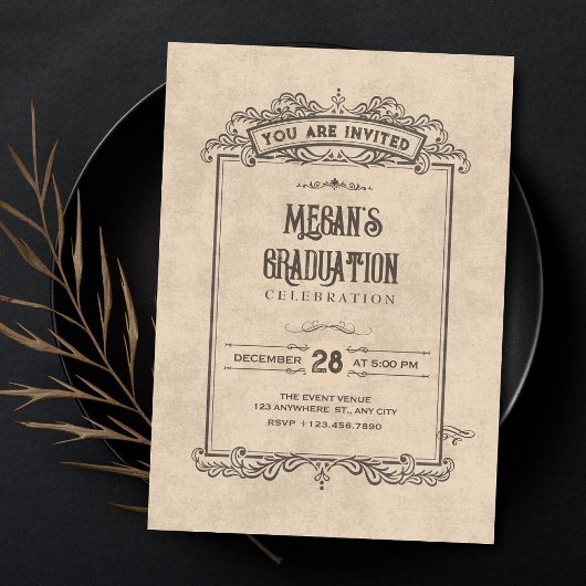 Invitation Diplôme d'arch gothique vintage