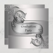 Invitation Diplôme d'argent Black Graduation Party (Devant / Derrière)