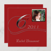 Invitation Diplôme d'argent et de rouge moderne (Devant / Derrière)