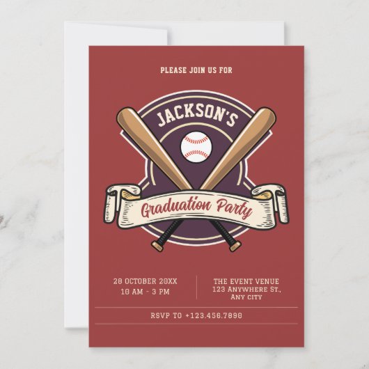 Invitation Diplôme de baseball rétro vintage (Devant)