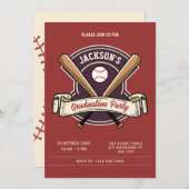 Invitation Diplôme de baseball rétro vintage (Devant / Derrière)