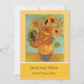 Invitation Diplôme de beaux-arts de tournesols vintage (Dos)