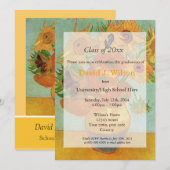 Invitation Diplôme de beaux-arts de tournesols vintage (Devant / Derrière)