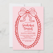 Invitation Diplôme de Brunch élégant rouge et rose (Devant)
