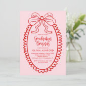 Invitation Diplôme de Brunch élégant rouge et rose (Debout devant)