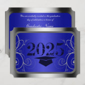 Invitation Diplôme de cadre bleu et argent (Devant / Derrière)