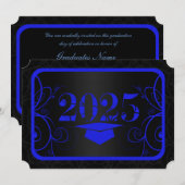 Invitation Diplôme de cadre bleu et noir (Devant / Derrière)