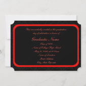 Invitation Diplôme de cadre rouge et noir (Dos)