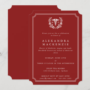 Invitation Diplôme de Caducée MD Rouge/Blanc