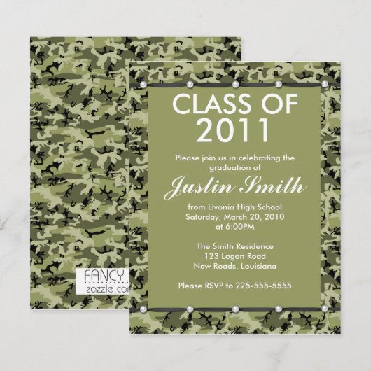 Invitation Diplôme de camouflage (Devant / Derrière)