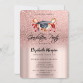 Invitation Diplôme de Casquette de grade Rose Parties scintil (Devant)