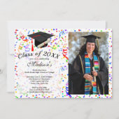 Invitation Diplôme de Casquette noir Confetti Party (Devant)