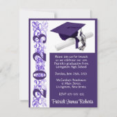 Invitation Diplôme de casquette, violet et blanc (Devant)