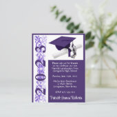 Invitation Diplôme de casquette, violet et blanc (Debout devant)