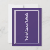 Invitation Diplôme de casquette, violet et blanc (Dos)
