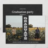 Invitation Diplômé de Chalkboard Deux photos Typographie Vint (Devant / Derrière)