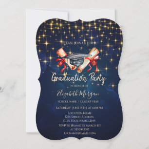 Invitation Diplôme de chapeau de graduation à l'aquarelle Éto