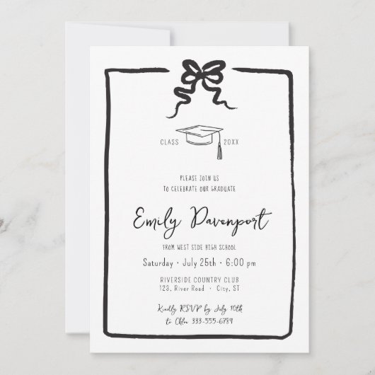 Invitation Diplôme de classe Bow 3 photos (Devant)