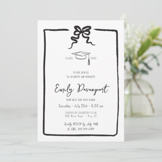 Invitation Diplôme de classe Bow 3 photos (Debout devant)