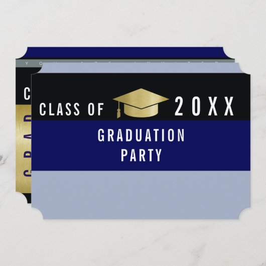 Invitation diplôme de design graphique moderne, grand parti (Devant / Derrière)