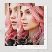 Invitation Diplôme de deux photos de script chic (Devant / Derrière)