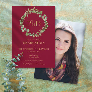 Invitation Diplôme de doctorat Guirlande Bourgogne Photo Fête