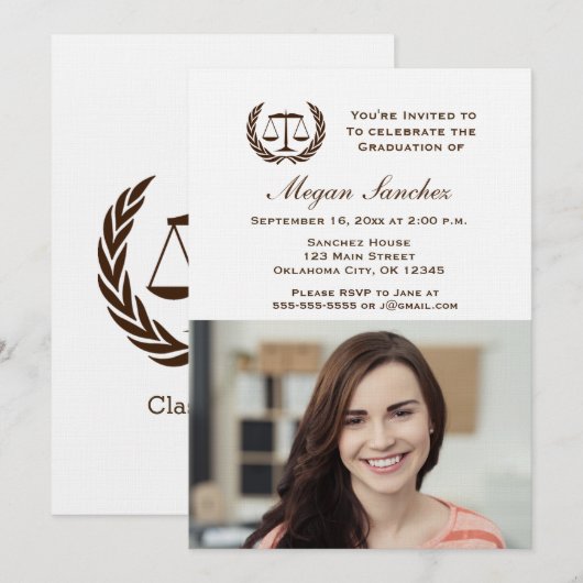 Invitation Diplôme de droit classique (Devant / Derrière)