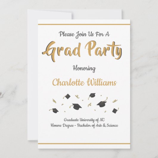 Invitation Diplôme de fin d'année de la fête de l'or (Devant)