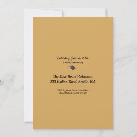 Invitation Diplôme de fin d'année de la fête de l'or (Dos)