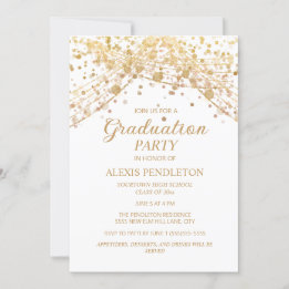 Invitation Diplôme de fin d'études au Glitter Or Blanc