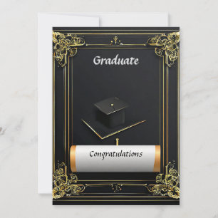 Invitation Diplôme de fin d'études élégant avec chapeau de di