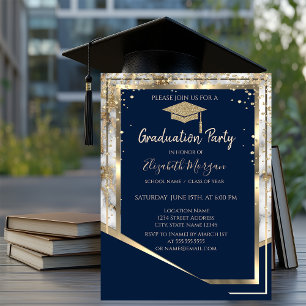 Invitation Diplôme de fin d'études en marbre bleu marine diam