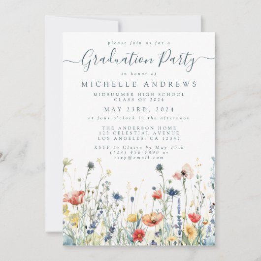 Invitation Diplôme de Fleur sauvage dynamique (Devant)