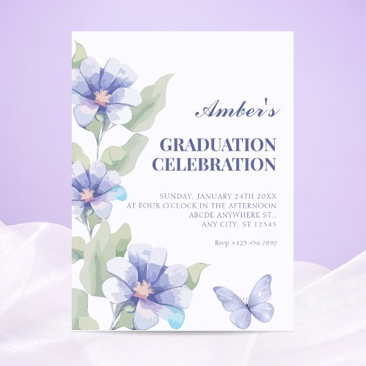 Invitation Diplôme de floraison florale violette