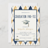 Invitation Diplôme de golf Par-Tee Vert Argyle Aquarelle (Devant)