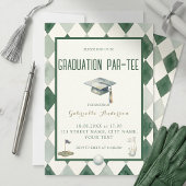Invitation Diplômé de golf Par-Tee Vert Argyle Aquarelle
