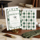Invitation Diplômé de golf Par-Tee Vert Argyle Aquarelle