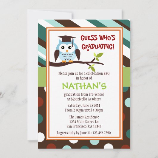 Invitation diplômé de la Chouette moderne (Devant)