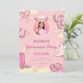 Invitation Diplôme de la discothèque de cowgirl rose (Debout devant)