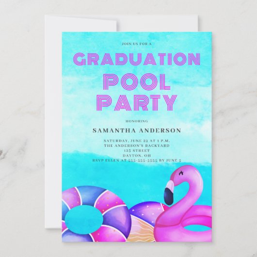 Invitation Diplôme de la fête du pool (Devant)