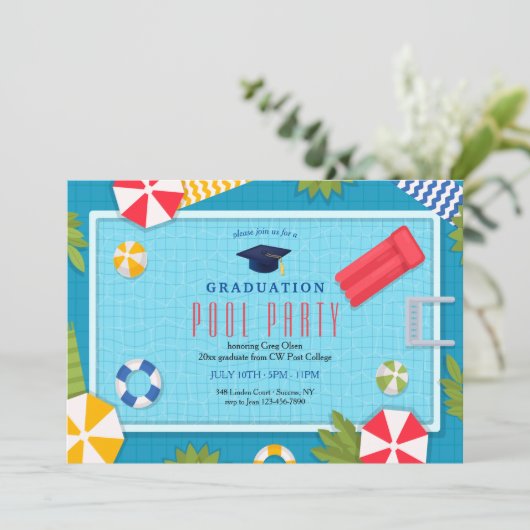 Invitation Diplôme de la fête du pool (Debout devant)