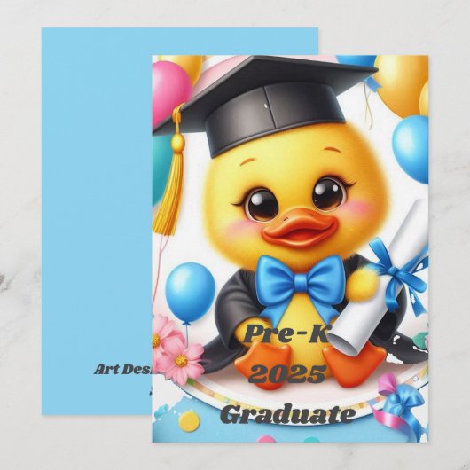 Invitation Diplômé de la maternelle 2025 Style 2 (Devant / Derrière)