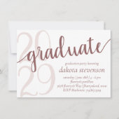 Invitation Diplômé de la méthode simple | Flourissement Rose (Devant)