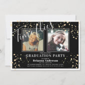 Invitation Diplôme de la photo Black Stripe Gold (Devant)