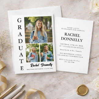Invitation Diplômé de la photo élégante
