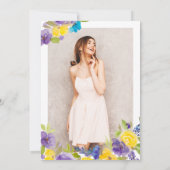 Invitation Diplôme de la photo florale jaune violet du Boho (Dos)