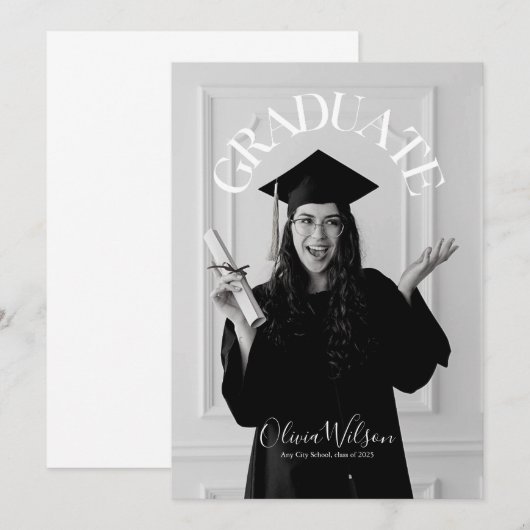 Invitation Diplôme de la photographie de script moderne (Devant / Derrière)