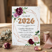 Invitation Diplômé de la promotion 2023 Fleurs violettes Grad