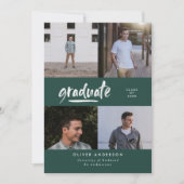 Invitation Diplôme de la typographie verte moderne multiphoto (Devant)